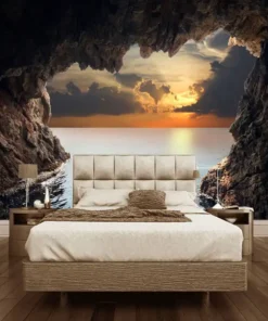 Tranh Dán Tường Hang Động Chiều Hoàng Hôn