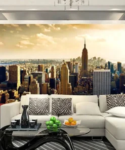 Tranh Dán Tường 3D Thành Phố Hiện Đại Toàn Cảnh