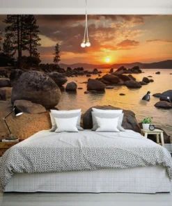 Tranh Dán Tường Phong Cảnh Hoàng Hôn