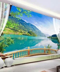 Tranh Dán Tường 3D Khổ Lớn Theo Yêu Cầu, Nhìn Ra Ban Công