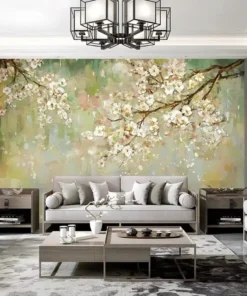 Tranh Dán Tường 3D Họa Tiết Lá Vàng Hiện Đại