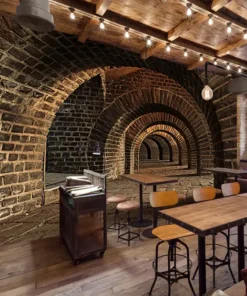 Tranh Dán Tường 3D Dạng Đường Hầm Tường Gạch