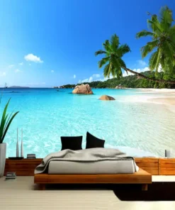 Tranh Dán Tường 3D Phong Cảnh Bãi Biển