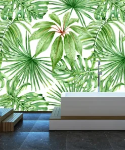 Tranh Dán Tường 3D Họa Tiết Hoa Lá Xanh