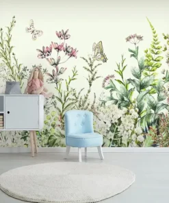 Tranh Dán Tường Phong Cách Bắc Âu Họa Tiết Lá Cây Đồng Quê