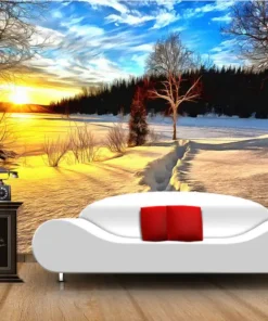 Tranh Dán Tường Phong Cảnh Tuyết Lúc Bình Minh